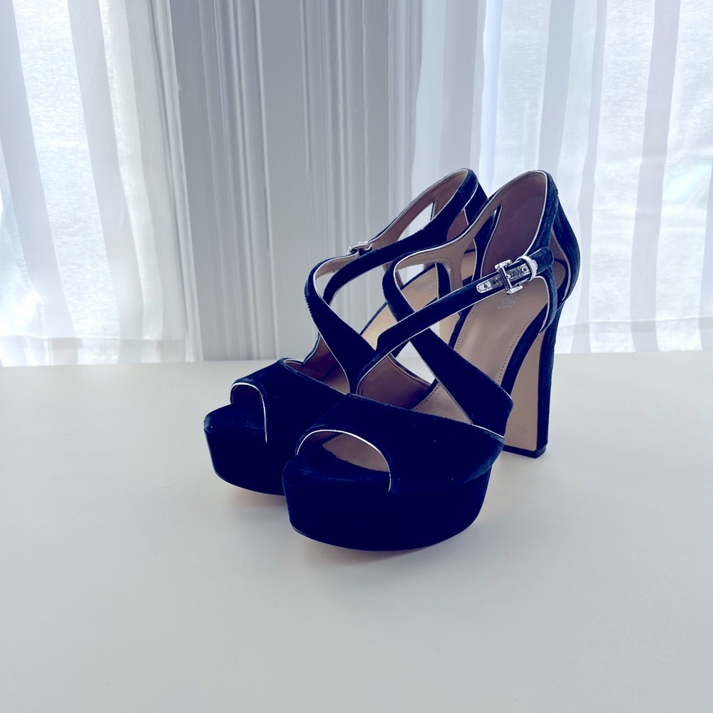Michael Kors Blue Velvet Platform Heel - Size 10
